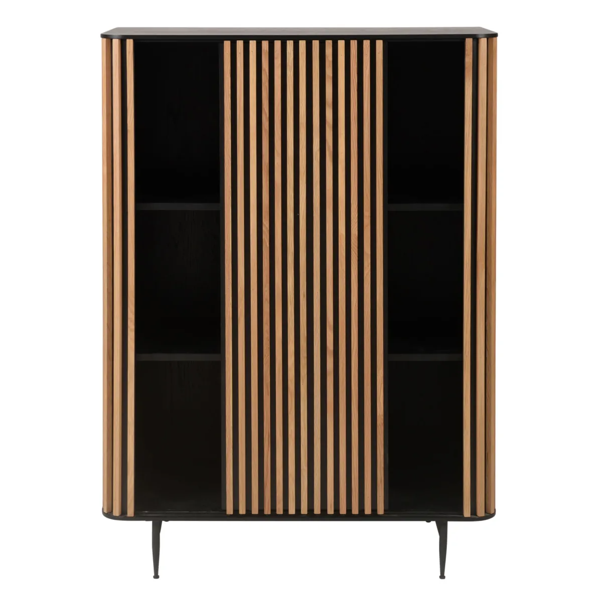 Buffet haut 3 niveaux chêne massif (98 x 135 cm) Rytm Noir