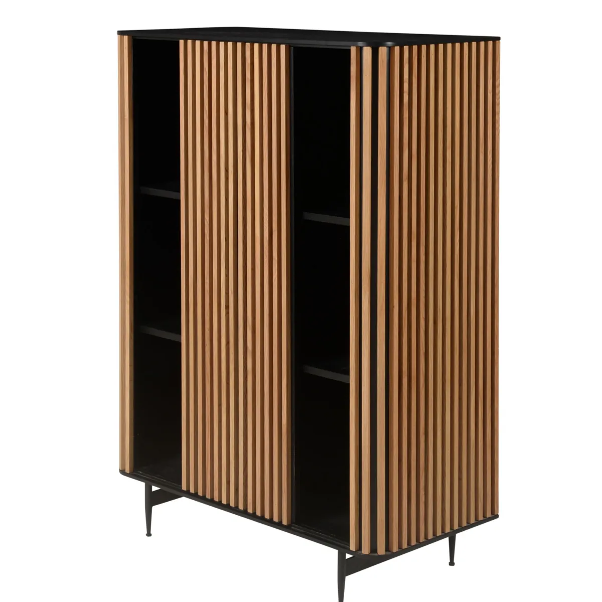Buffet haut 3 niveaux chêne massif (98 x 135 cm) Rytm Noir