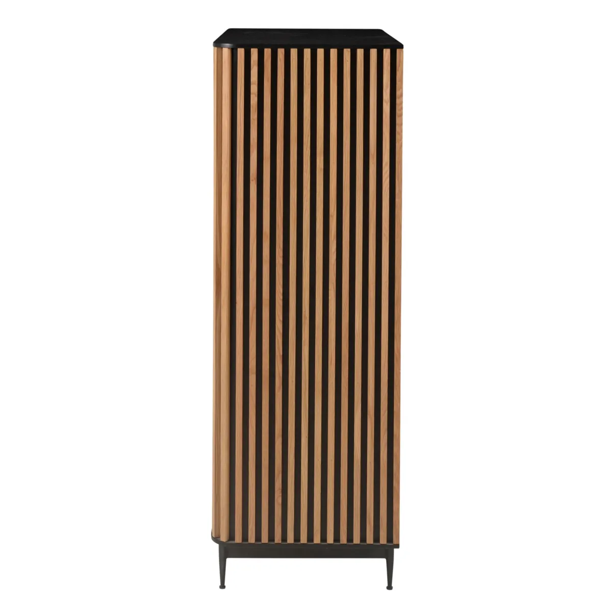 Vetrina alta a 3 livelli in rovere massiccio (98 x 135 cm) Rytm Nero