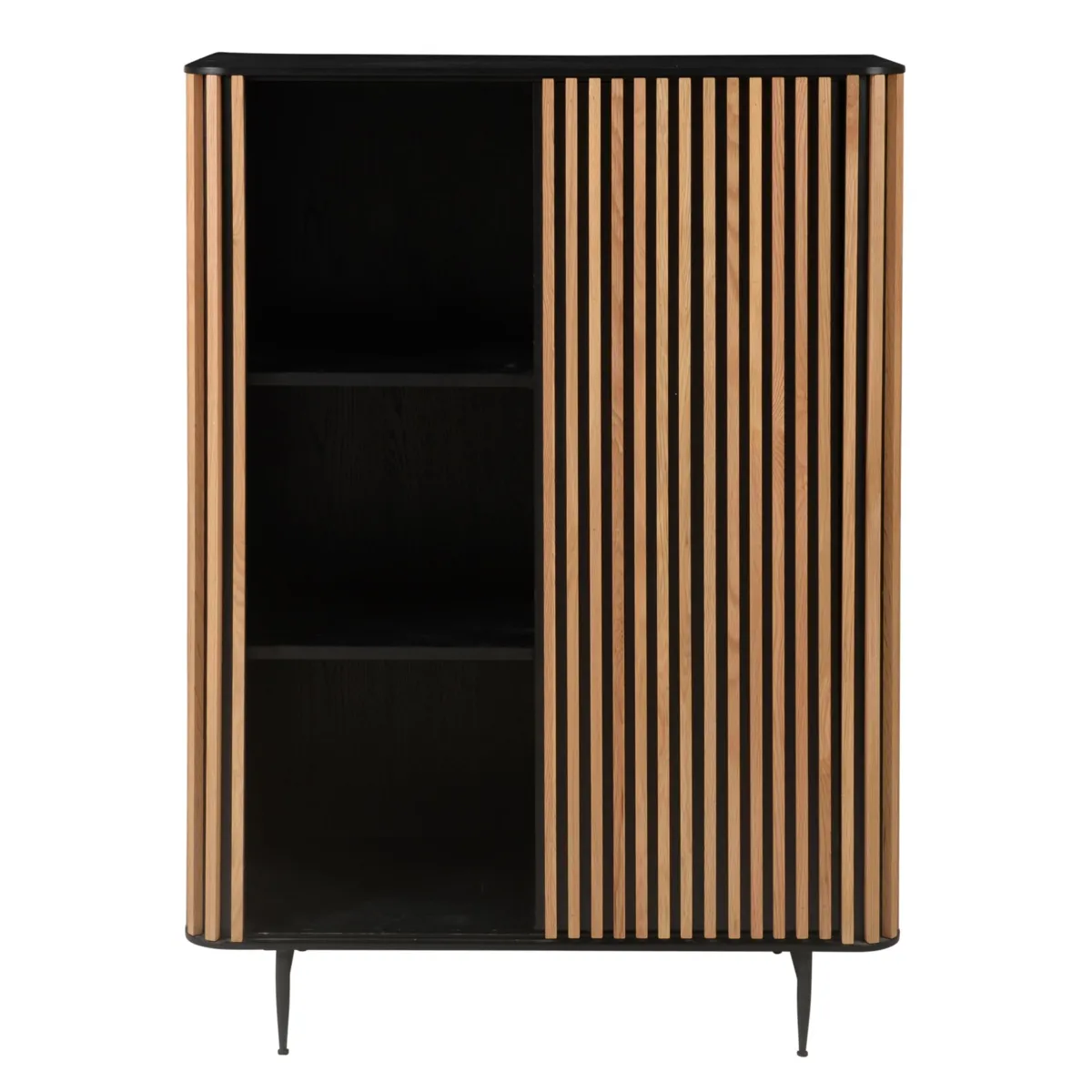 Buffet haut 3 niveaux chêne massif (98 x 135 cm) Rytm Noir