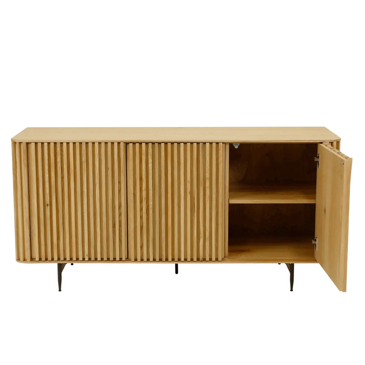 Madia 3 ante in rovere massiccio e metallo (159 x 76 cm) Rytm Naturale