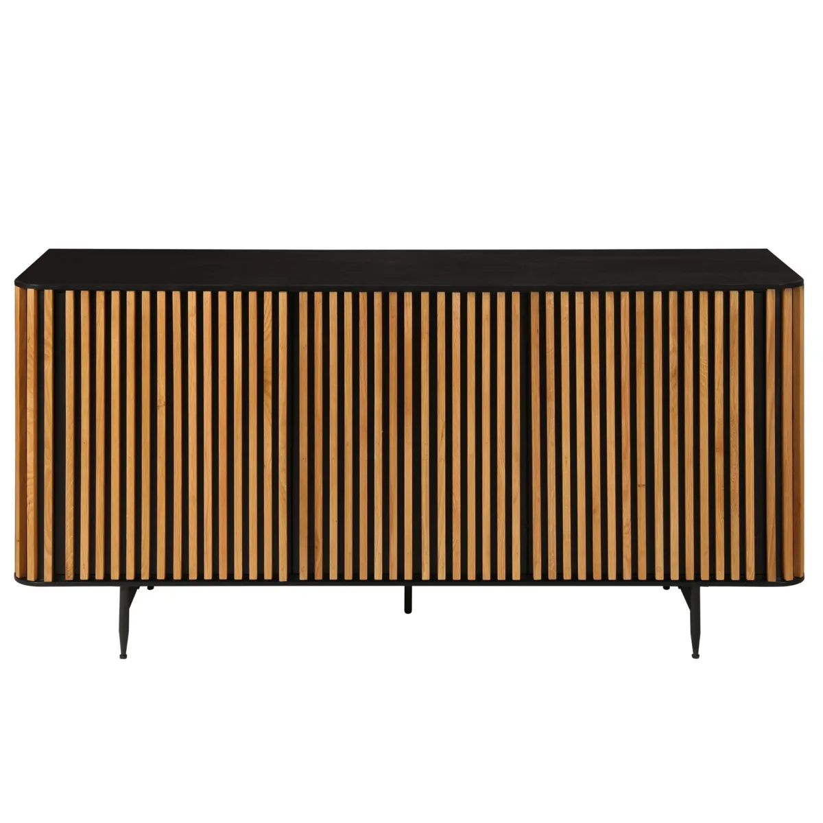 Madia 3 ante in rovere massiccio e metallo (159 x 76 cm) Rytm Nero