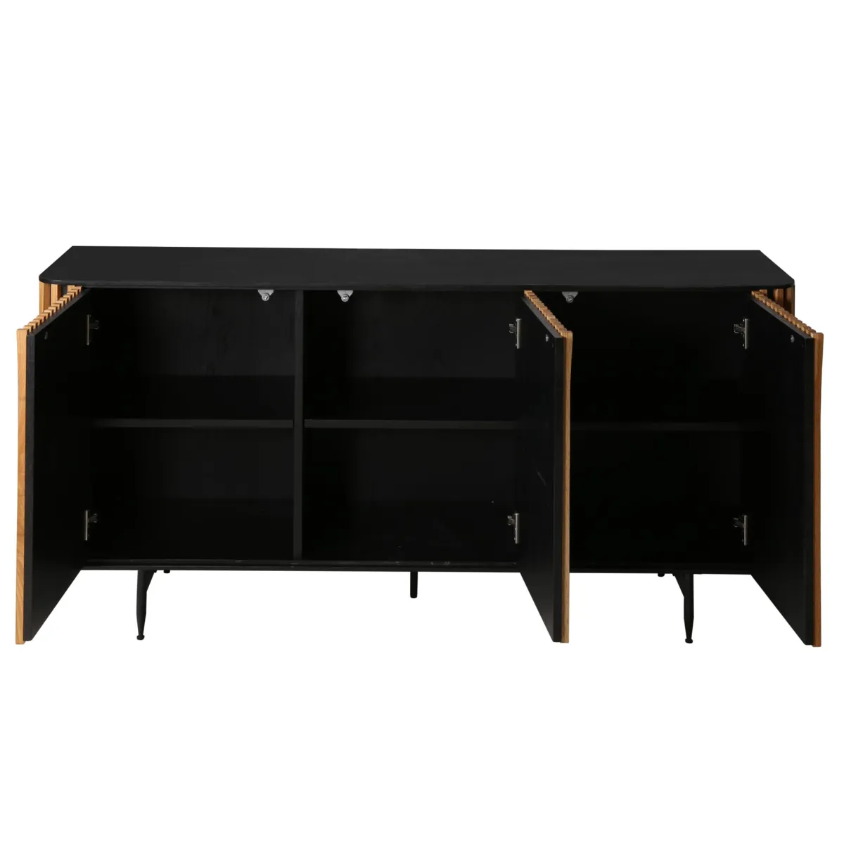 Buffet 3 portes chêne massif et métal (159 x 76 cm) Rytm Noir
