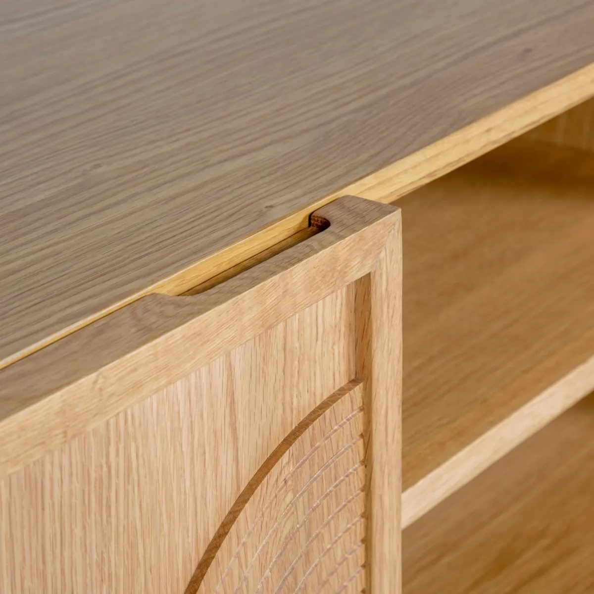Meuble télé 4 portes chêne (180 x 55 cm) Olys Naturel