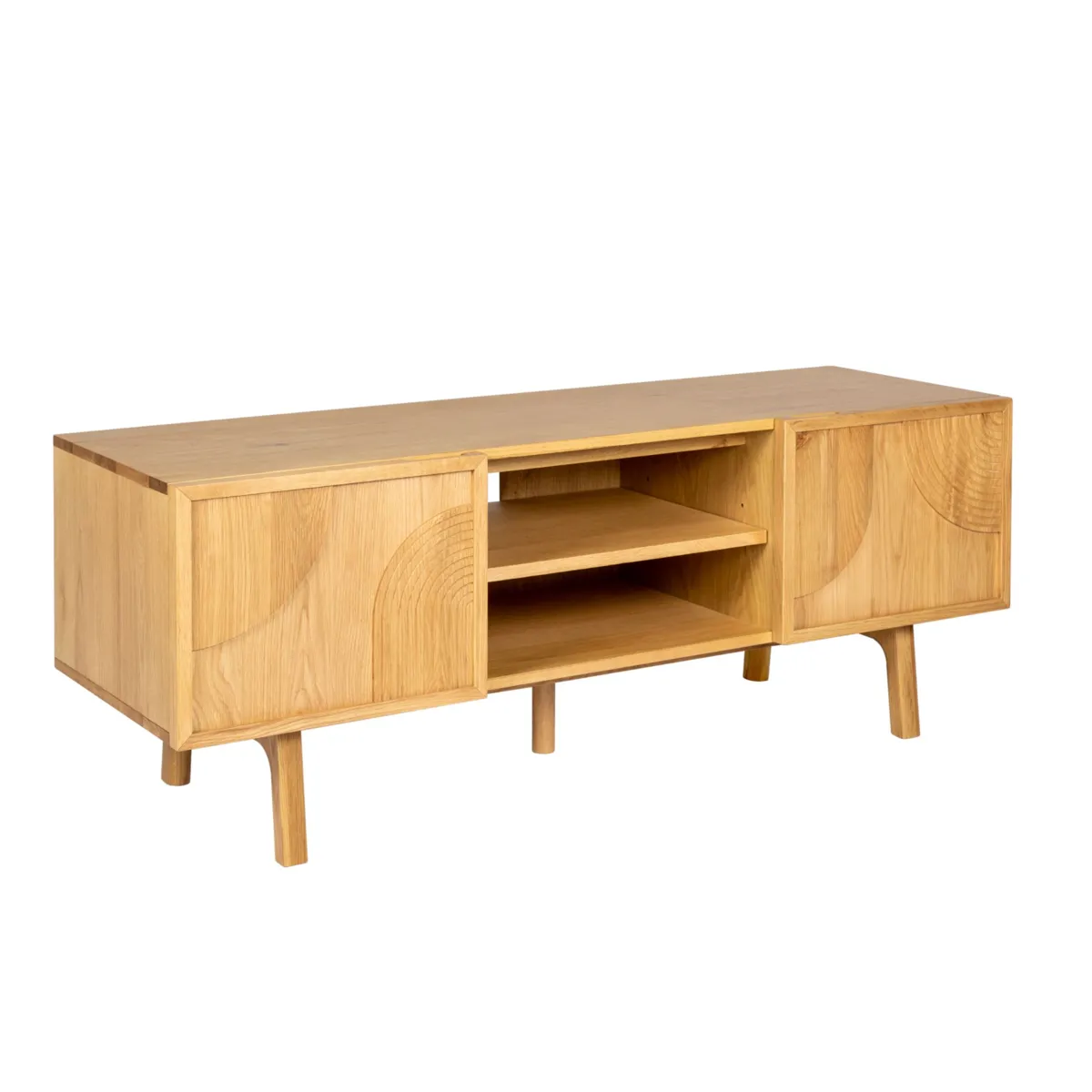 Meuble télé 2 niches 2 portes chêne (140 x 55 cm) Olys Naturel