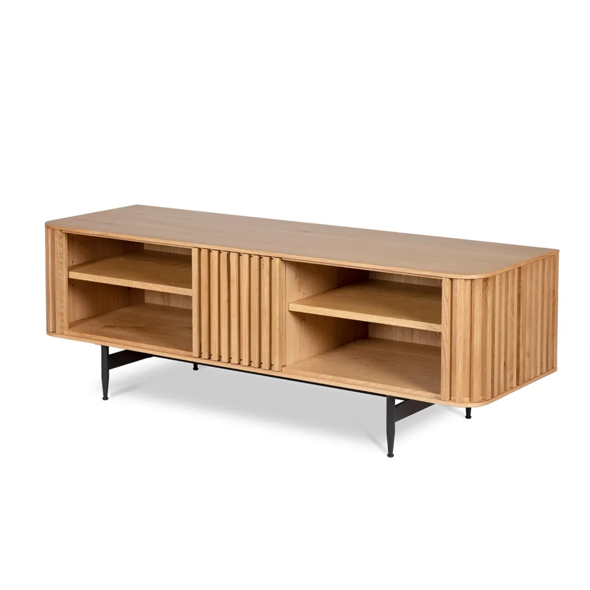 Mobile TV 4 nicchie in rovere massiccio (130 x 42 cm) Rytm Naturale