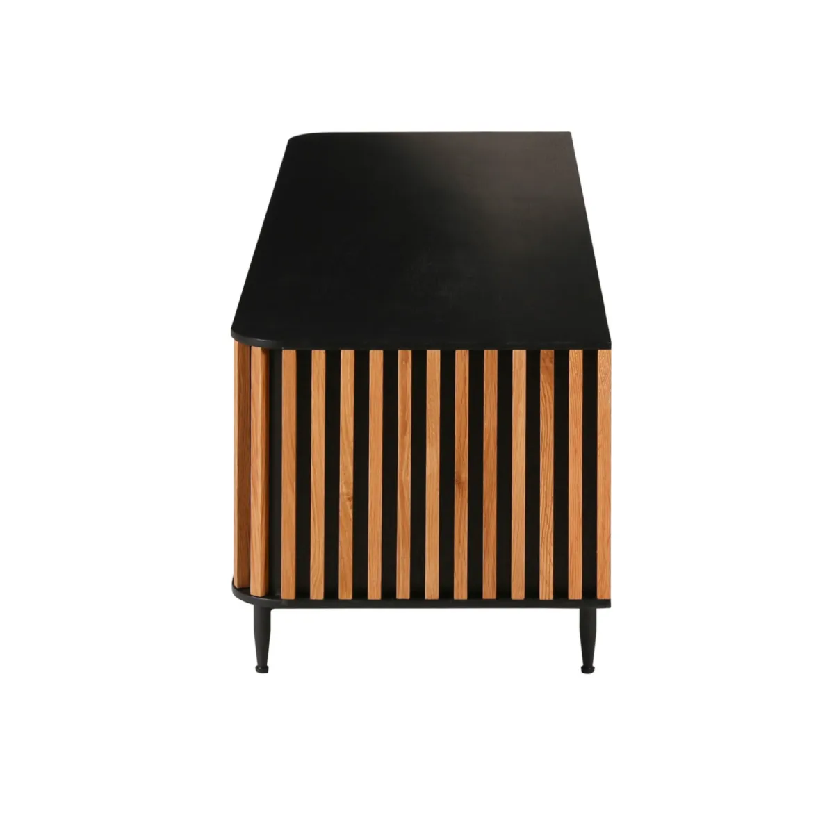 Meuble télé 4 niches chêne massif (130 x 43 cm) Rytm Noir