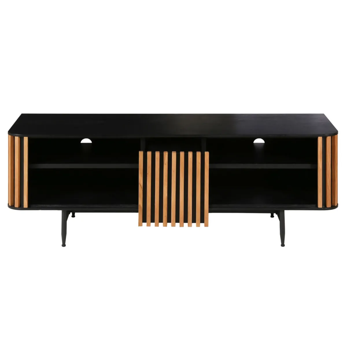 Mobile TV 4 nicchie in rovere massiccio (130 x 43 cm) Rytm Nero