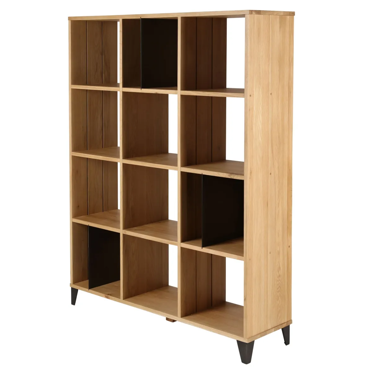 Libreria 12 scomparti in rovere e metallo (125 x 160 cm) Bristol Naturale