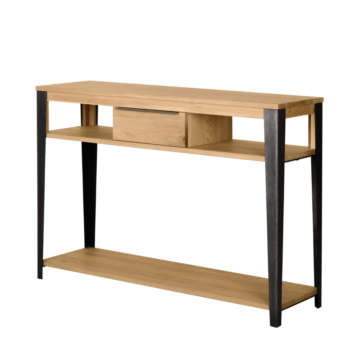 Consolle 1 cassetto in rovere massiccio e metallo (120 x 85 cm) Bristol Naturale