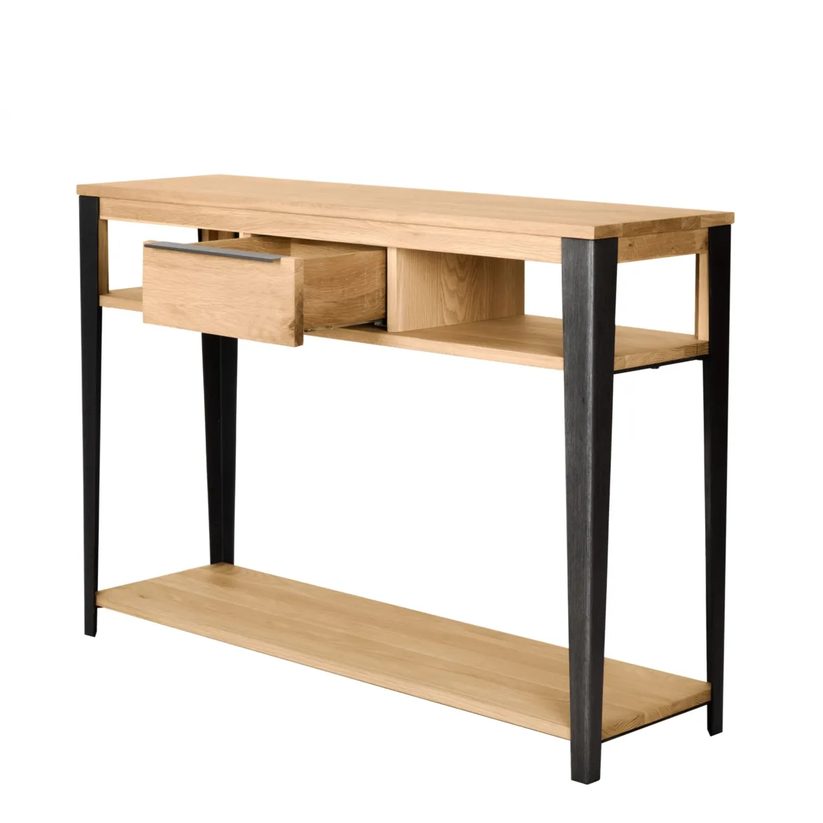 Consolle 1 cassetto in rovere massiccio e metallo (120 x 85 cm) Bristol Naturale