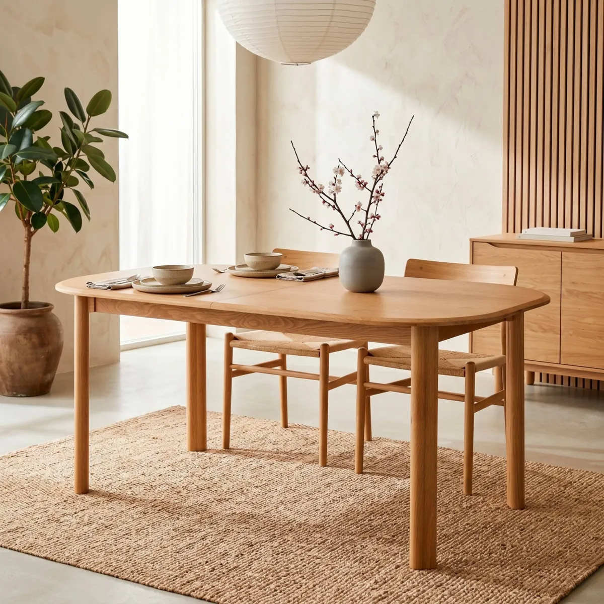 Tavolo rettangolare allungabile con prolunga in rovere (160 cm) Oakland Naturale