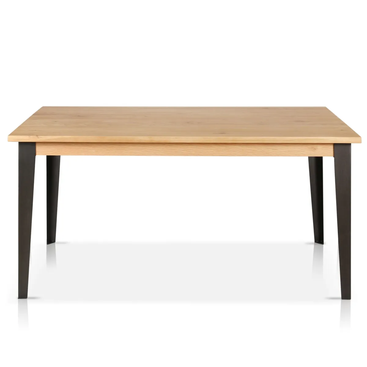 Tavolo rettangolare allungabile in rovere massiccio e metallo (160 cm) Bristol Naturale