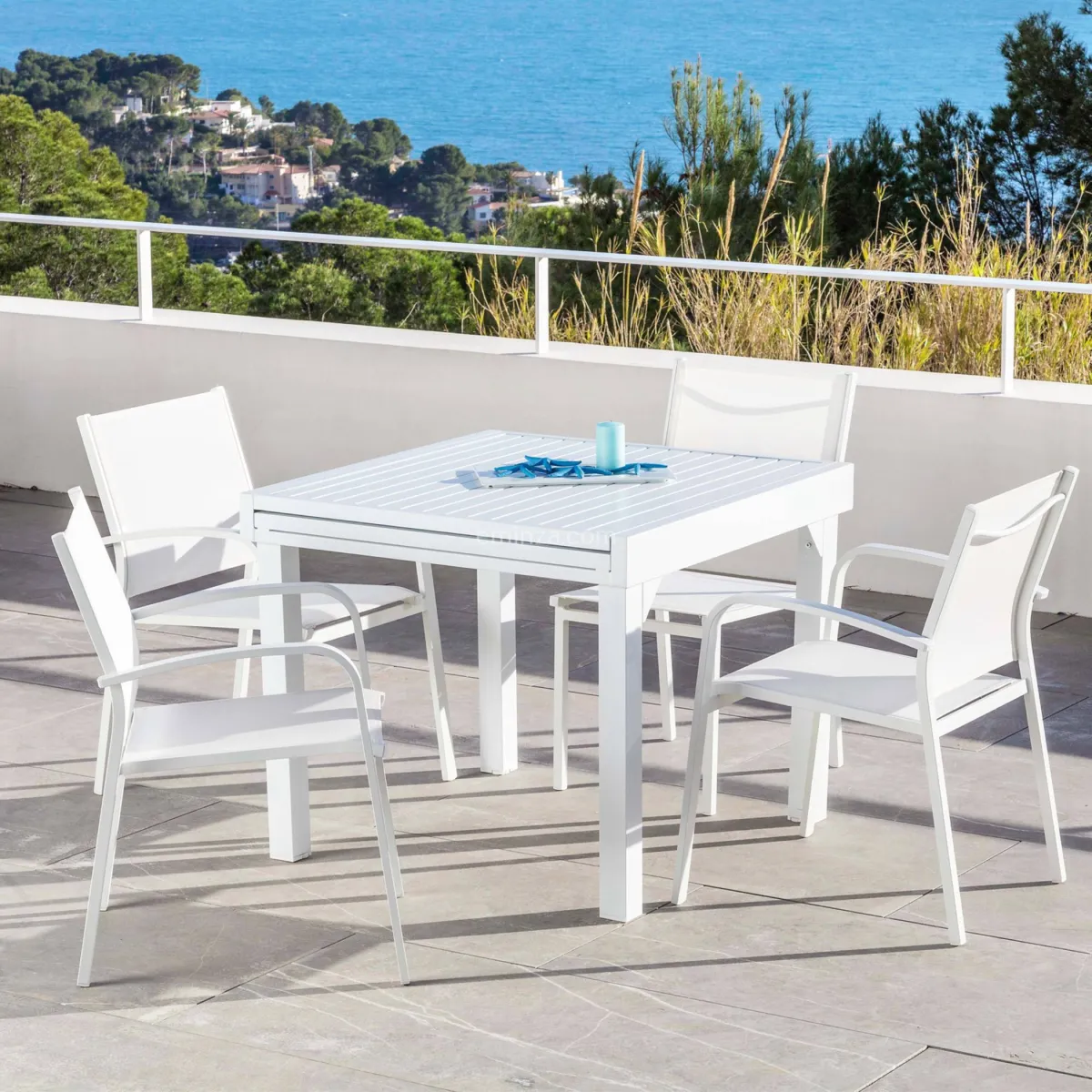 Table de jardin extensible 8 places Aluminium Murano (180 x 90 cm) - Blanche 2