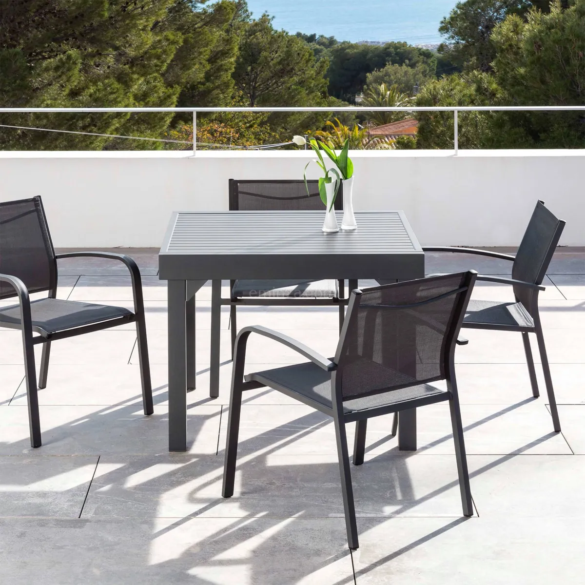 Table de jardin extensible 8 places Aluminium Murano (180 x 90 cm) - Gris anthracite 2