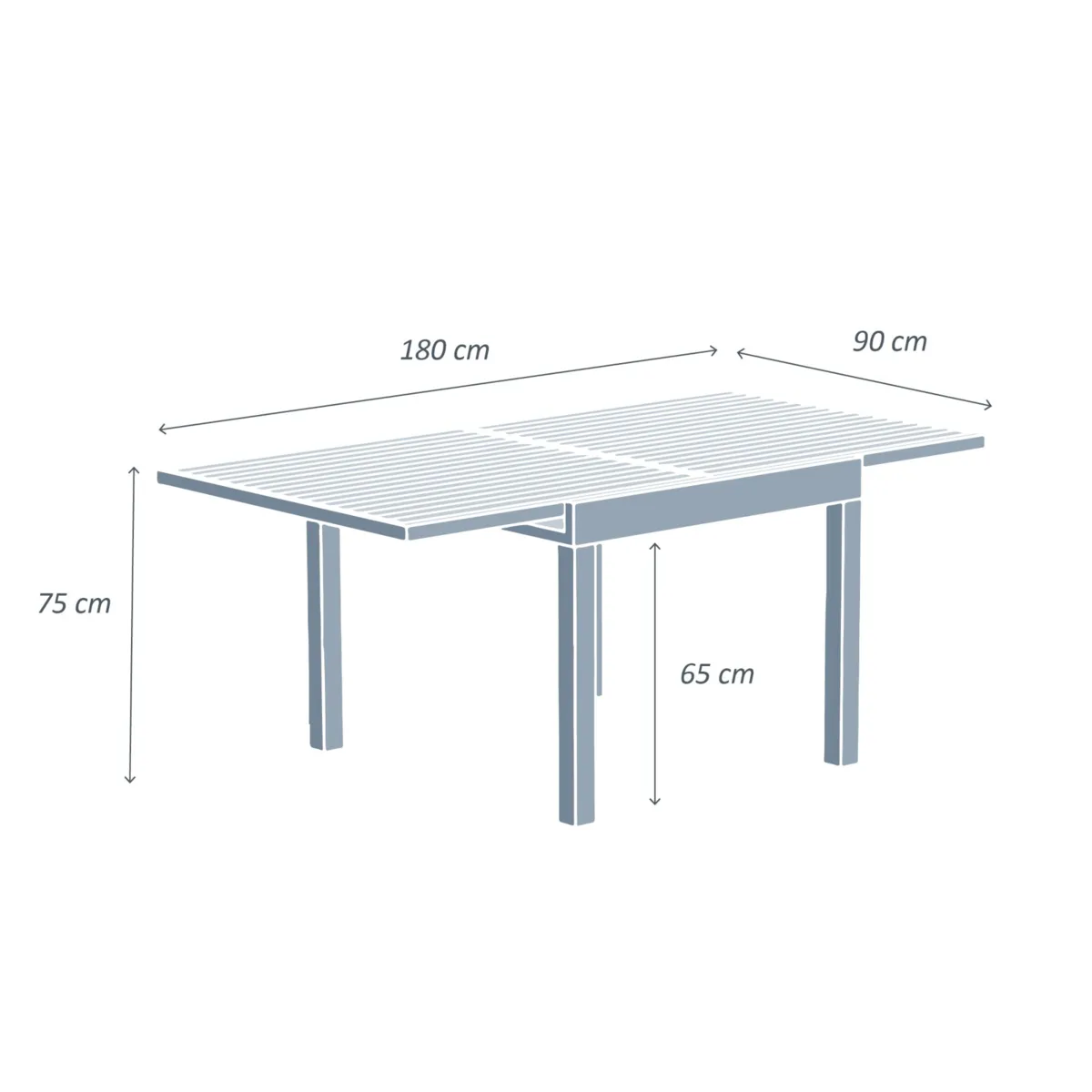 Tavolo da giardino allungabile 8 posti Alluminio Murano (180 x 90 cm) - Grigio antracite 5