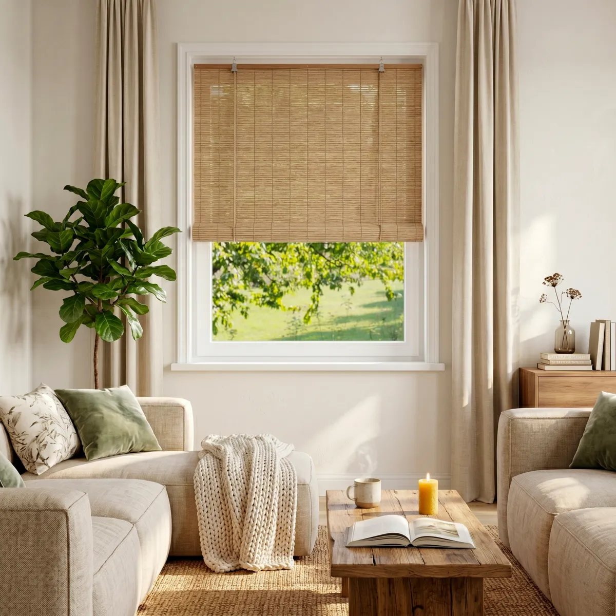 Buitenzonwering met rotan effect (90 x 180 cm) Tanoa Beige