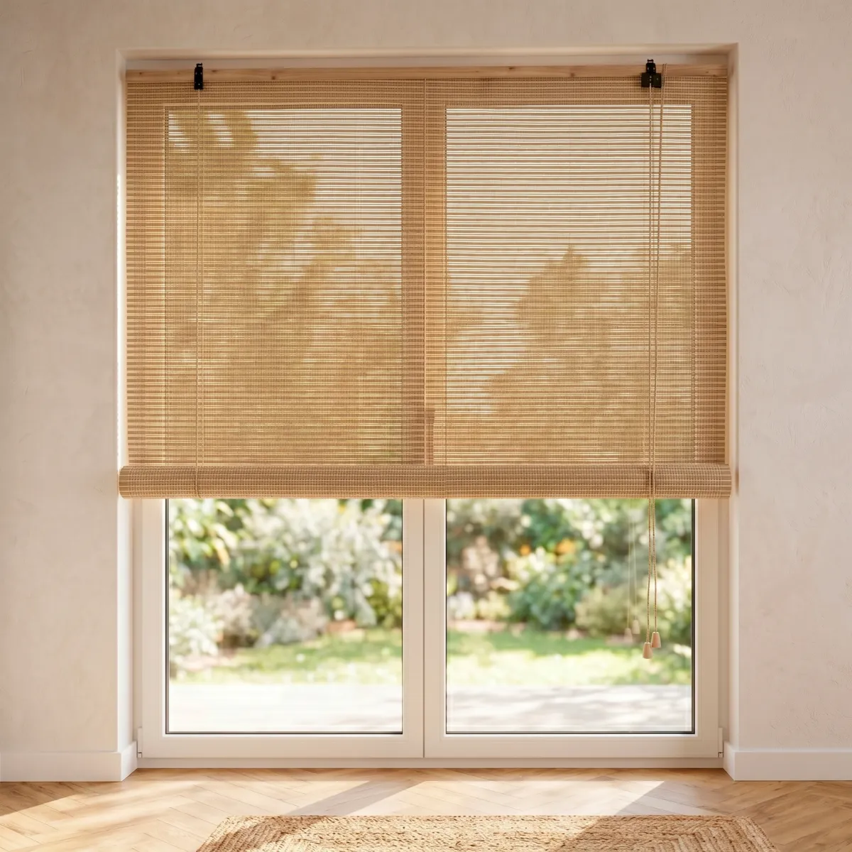 Bamboe Rolgordijn met Latten (200 x 200 cm) Beige