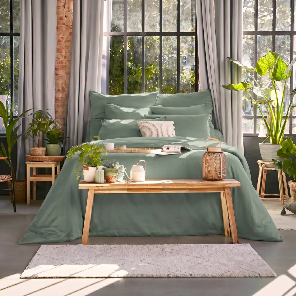 Spannbettlaken aus TENCEL™ Lyocell (160 x 200 cm) Olivia Eukalyptusgrün