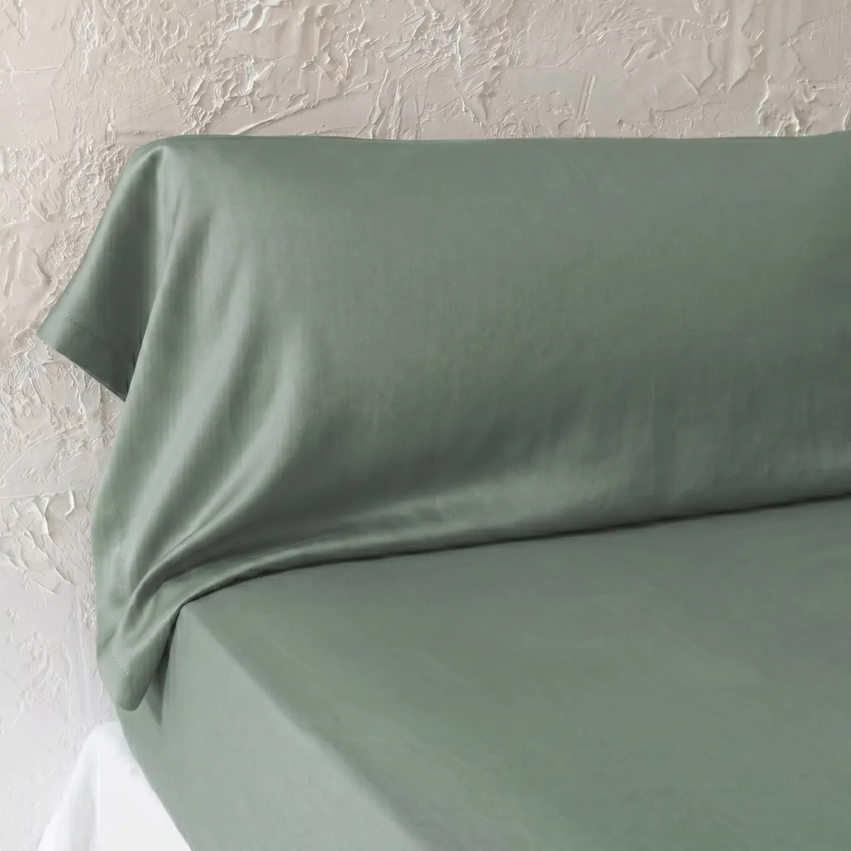 Taie de traversin lyocell Tencel™ lavé (27 x 185 cm) Olivia Vert eucalyptus