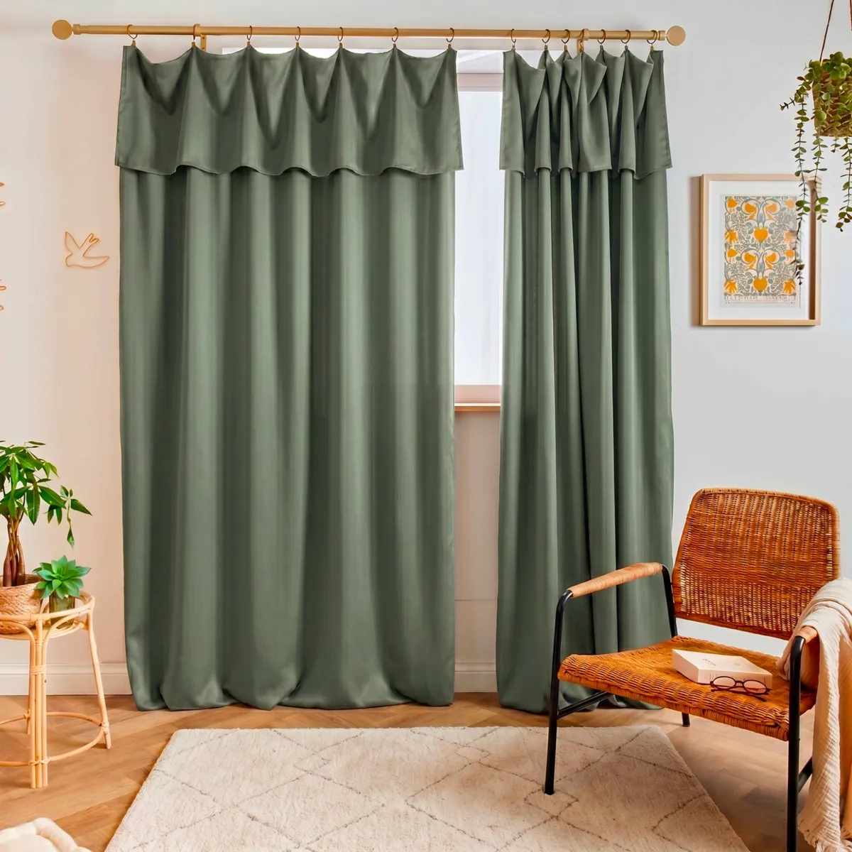 Tenda lyocell Tencel™ regolabile (140 x max 270 cm) Olivia Verde rosmarino