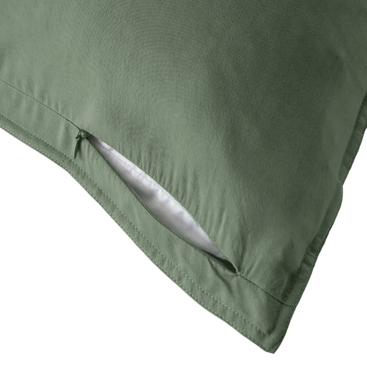 Federa per cuscino letto quadrata in lyocell Tencel™ lavata (63 x 63 cm) Olivia Verde rosmarino