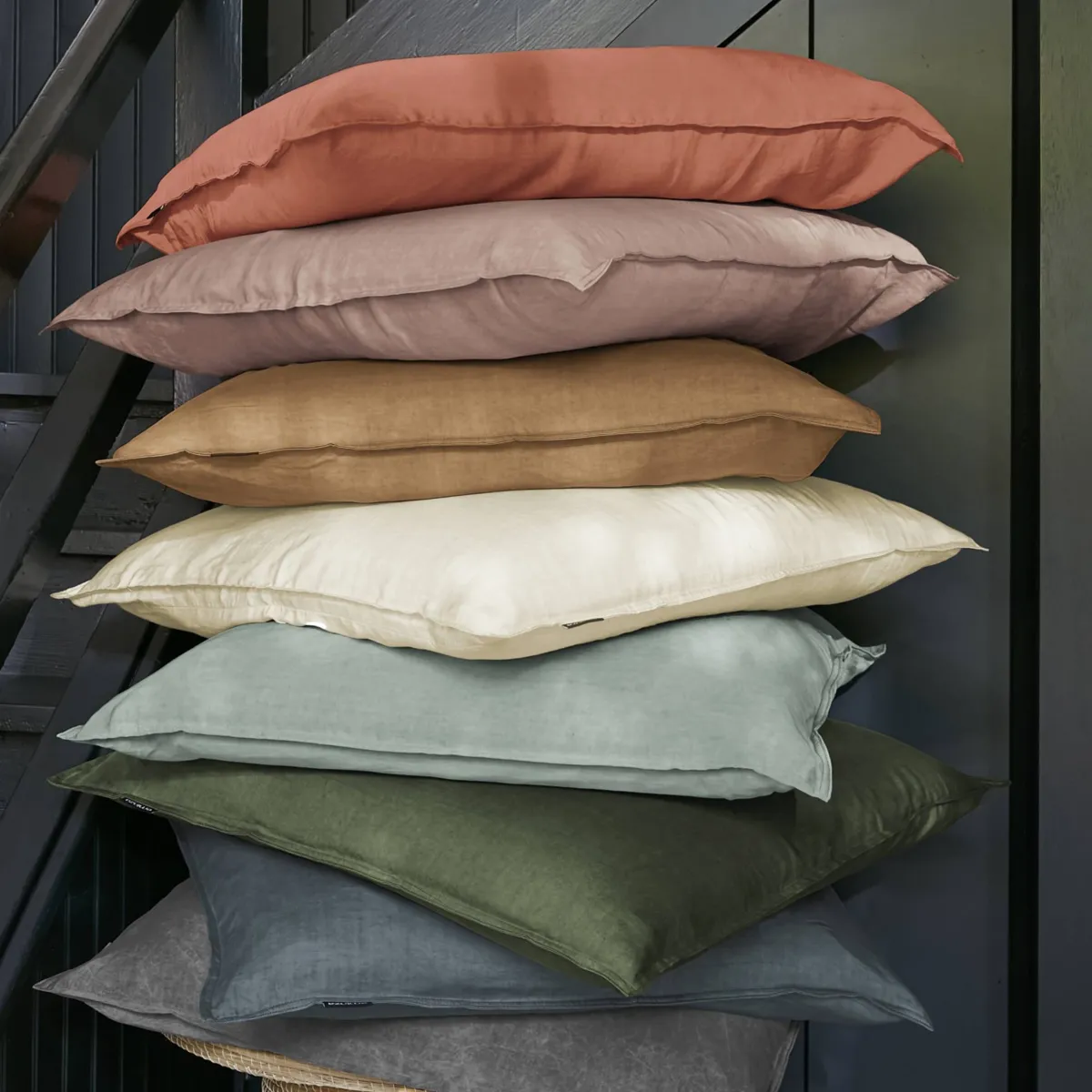 Housse de couette lyocell Tencel™ lavé (140 x 200 cm) Olivia Vert romarin