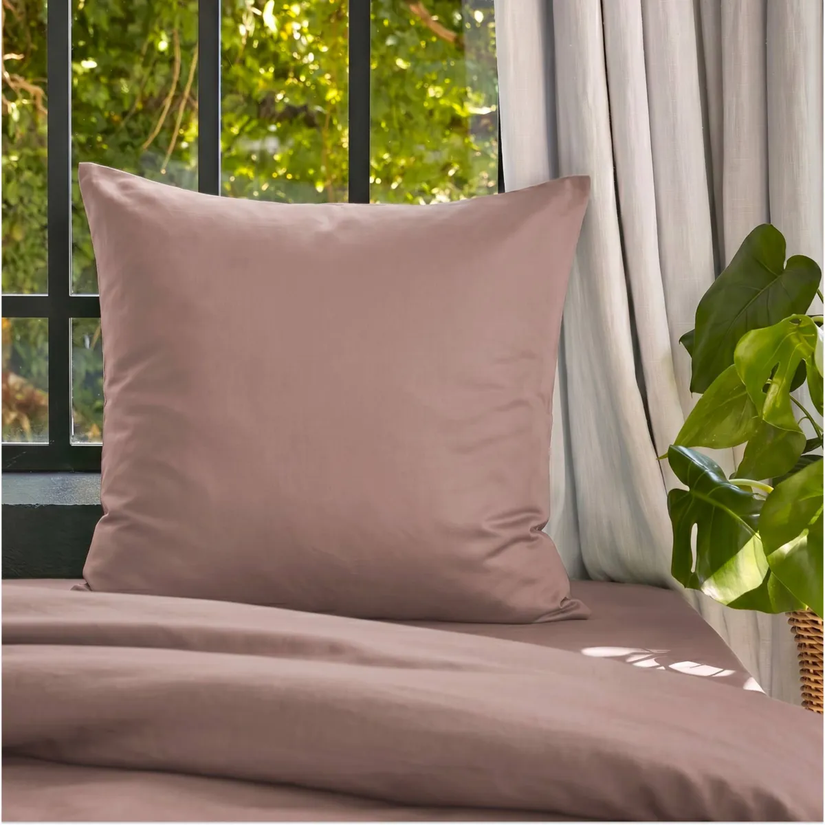 Federa cuscino letto quadrato lyocell Tencel™ lavato (63 x 63 cm) Olivia Rosa blush