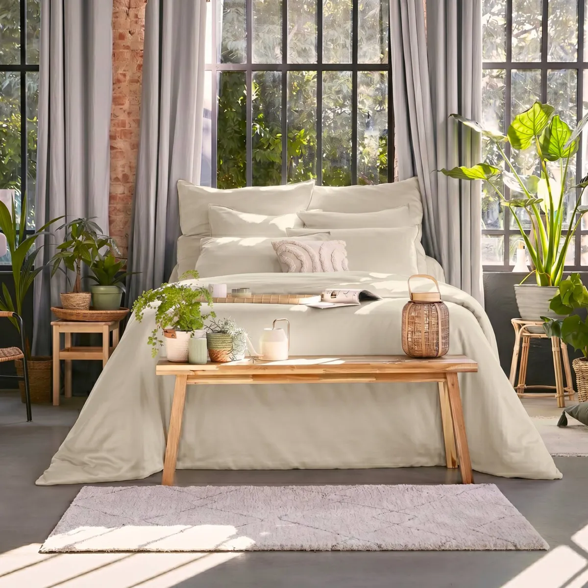 Spannbettlaken aus TENCEL™ Lyocell (200 x 200 cm) Olivia Beige pampa