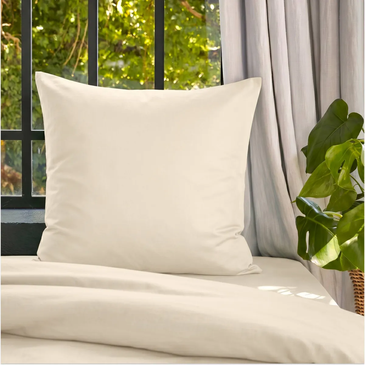 Federa per cuscino letto quadrata in lyocell Tencel™ lavato (63 x 63 cm) Olivia Beige pampa