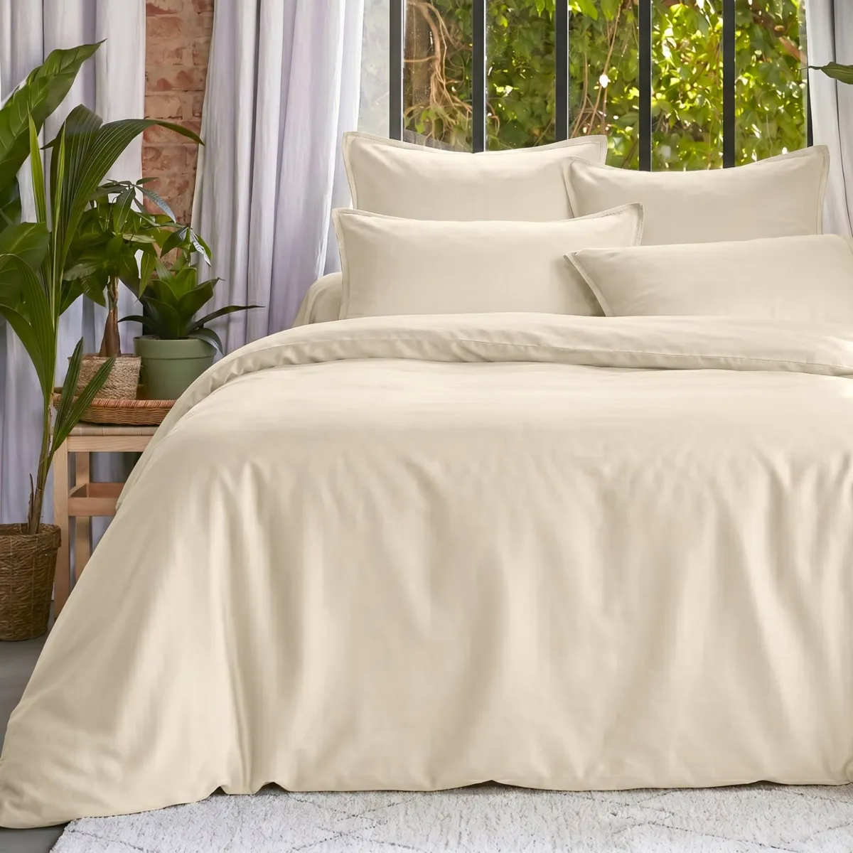 Funda nórdica lyocell Tencel™ lavado (280 x 240 cm) Olivia Beige pampa