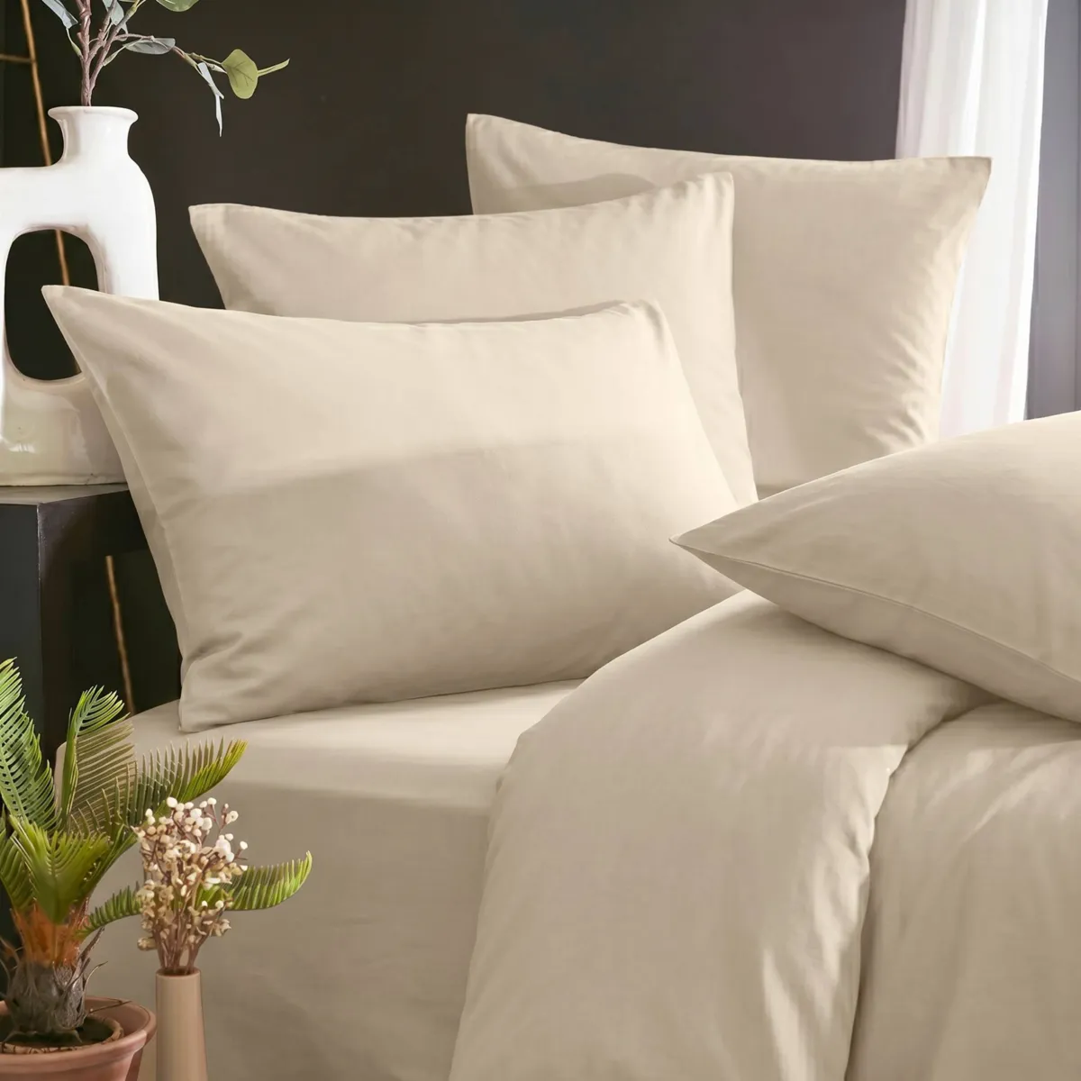 Funda nórdica lyocell Tencel™ lavado (280 x 240 cm) Olivia Beige pampa