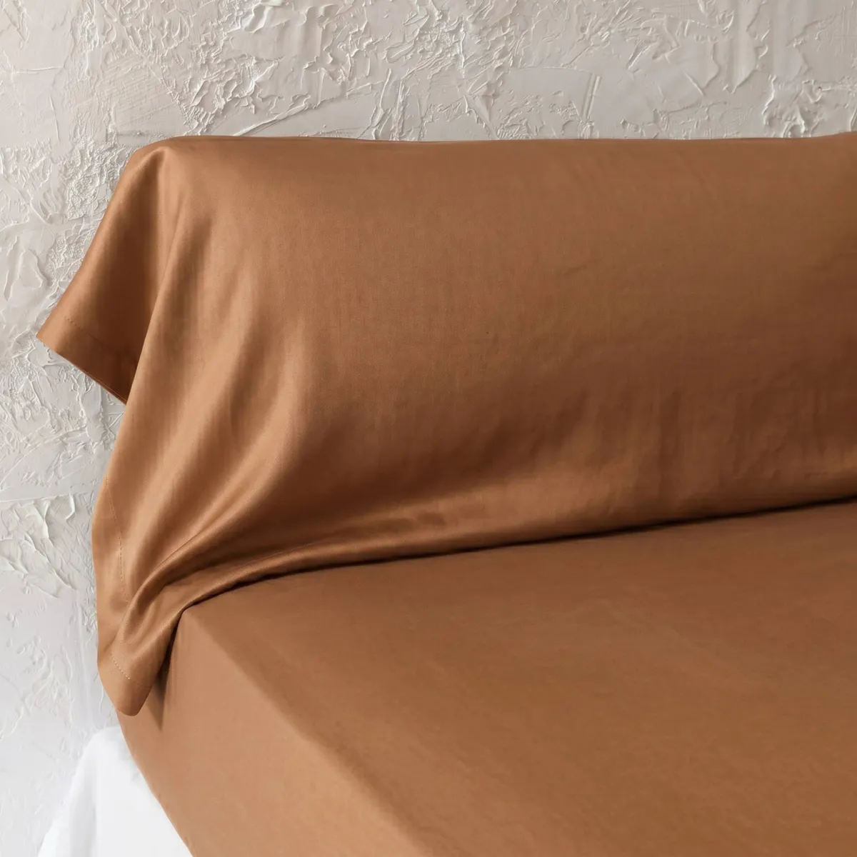 Taie de traversin lyocell Tencel™ lavé (27 x 185 cm) Olivia Camel