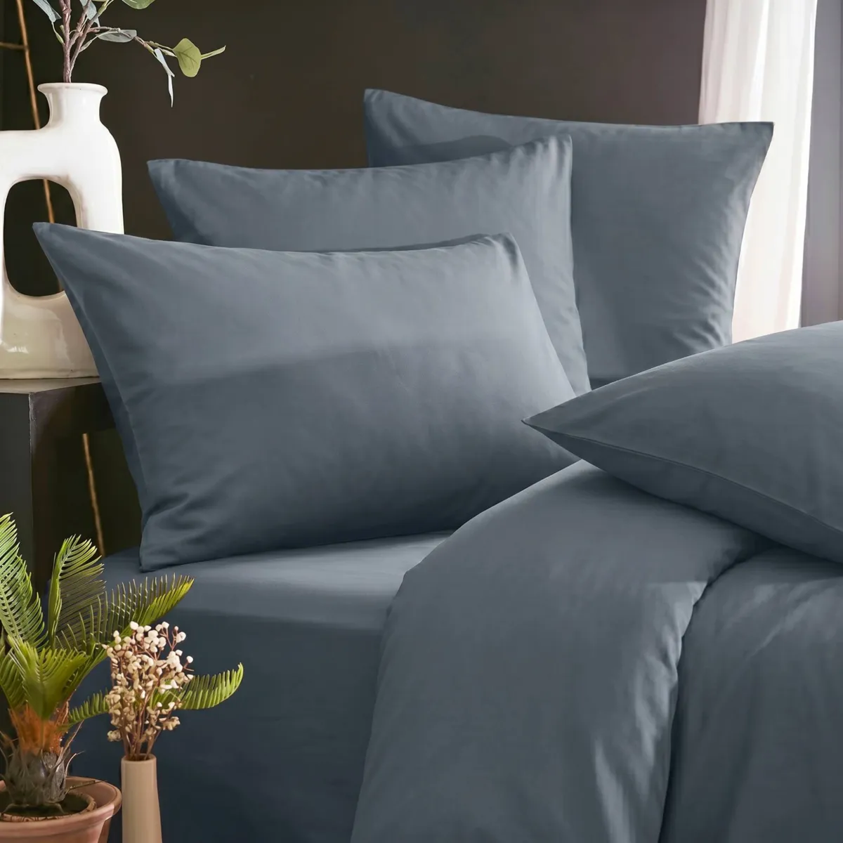 Bettbezug aus gewaschenem TENCEL™ Lyocell (240 x 220 cm) Olivia Sturmblau