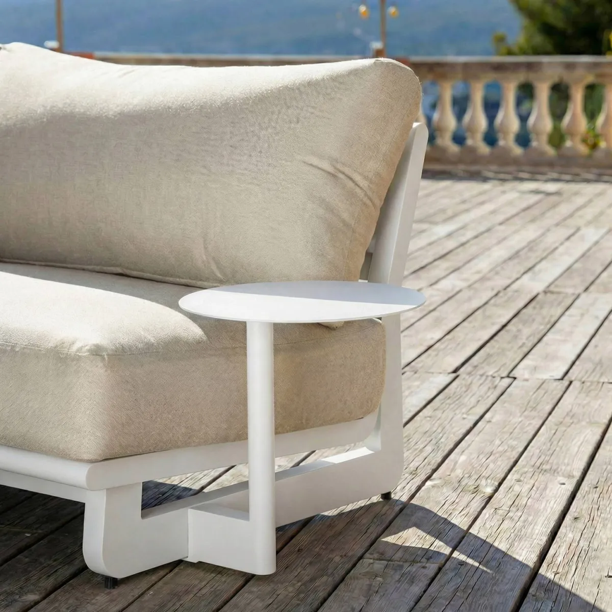 Set angolare in alluminio per giardino 5 posti 5 pezzi Long Beach Bianco cenere e tortora