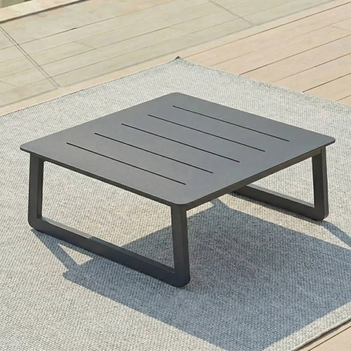 Salon de jardin en aluminium 4 places 4 pcs Long Beach Gris anthracite et gris clair