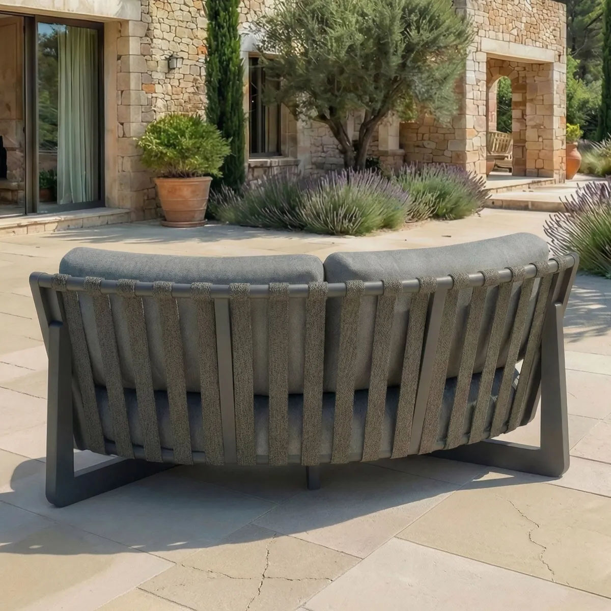 Set angolare da giardino in alluminio 5 posti 5 pezzi Long Beach Grigio antracite