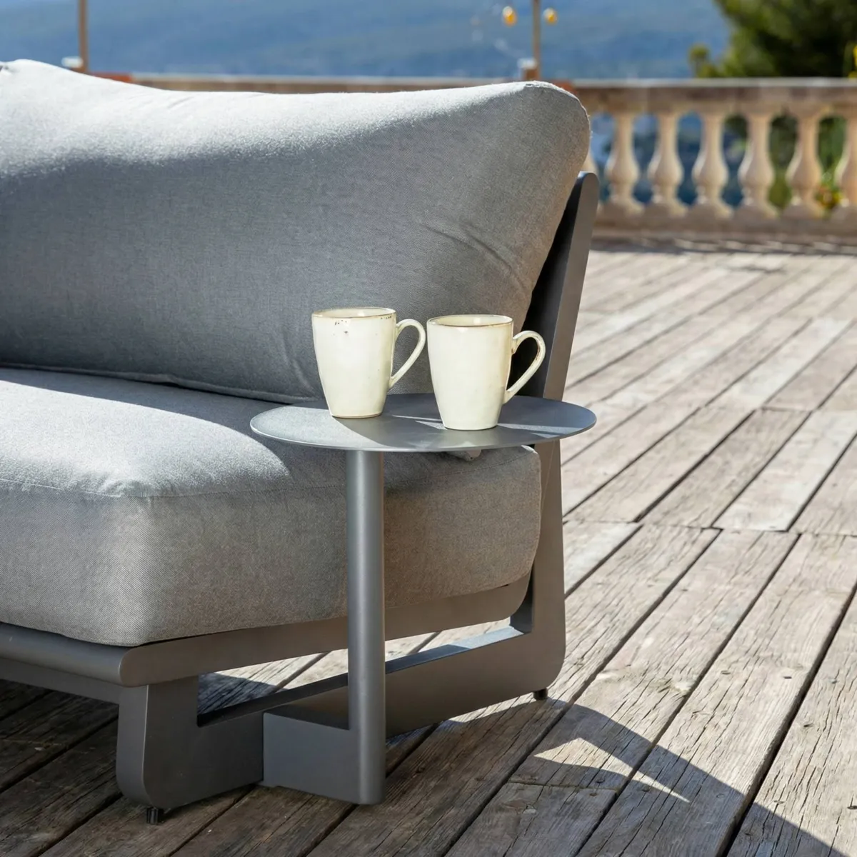 Set angolare da giardino in alluminio 5 posti 5 pezzi Long Beach Grigio antracite