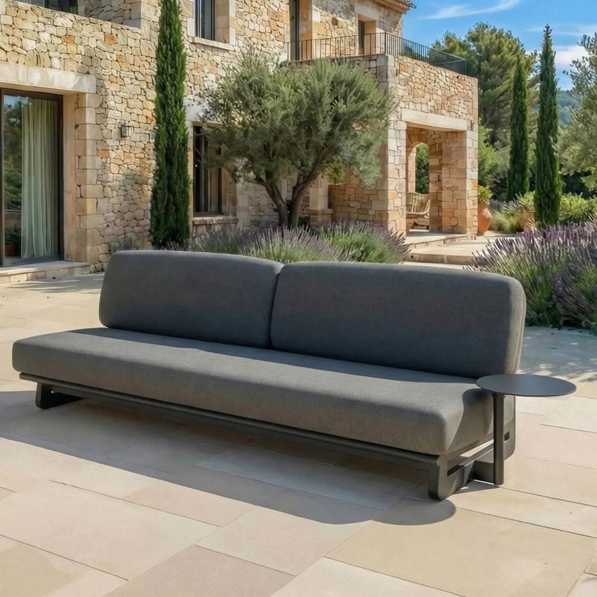 Salon de jardin en aluminium 8 places 6 pcs Long Beach Gris anthracite