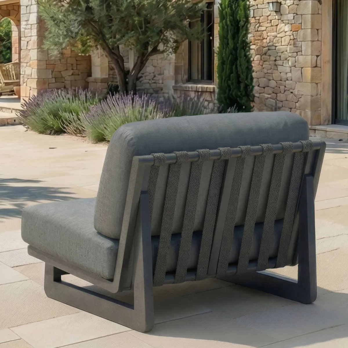 Salon de jardin en aluminium 8 places 6 pcs Long Beach Gris anthracite
