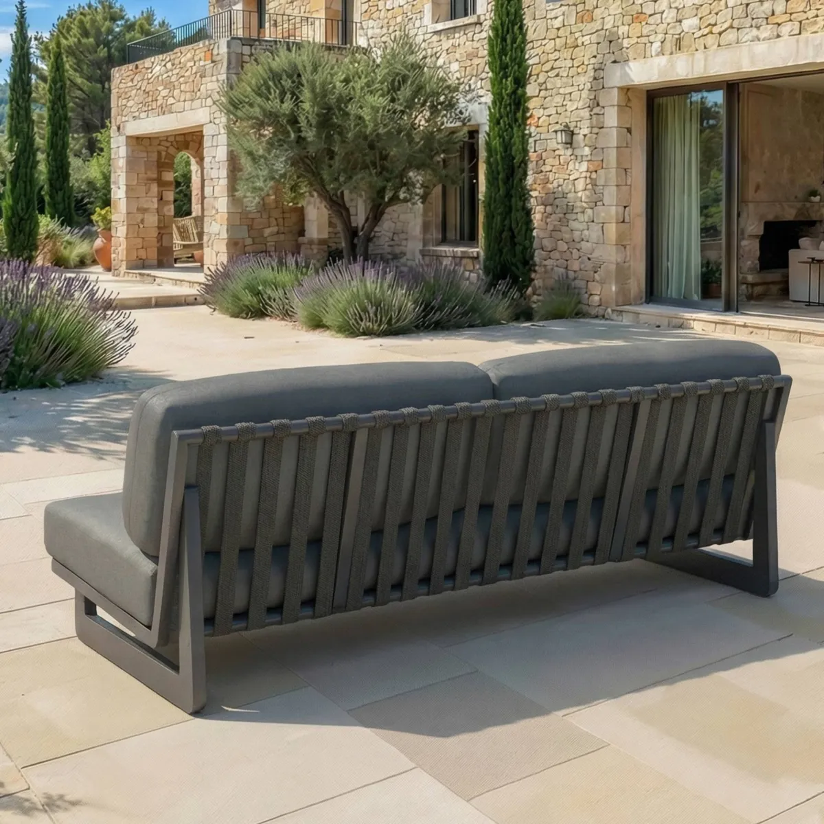 Salon de jardin en aluminium 7 places 6 pcs Long Beach Gris anthracite