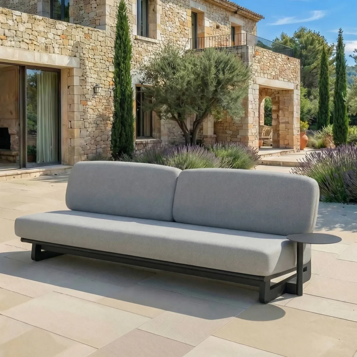 Salon de jardin en aluminium 7 places 6 pcs Long Beach Gris anthracite et gris clair