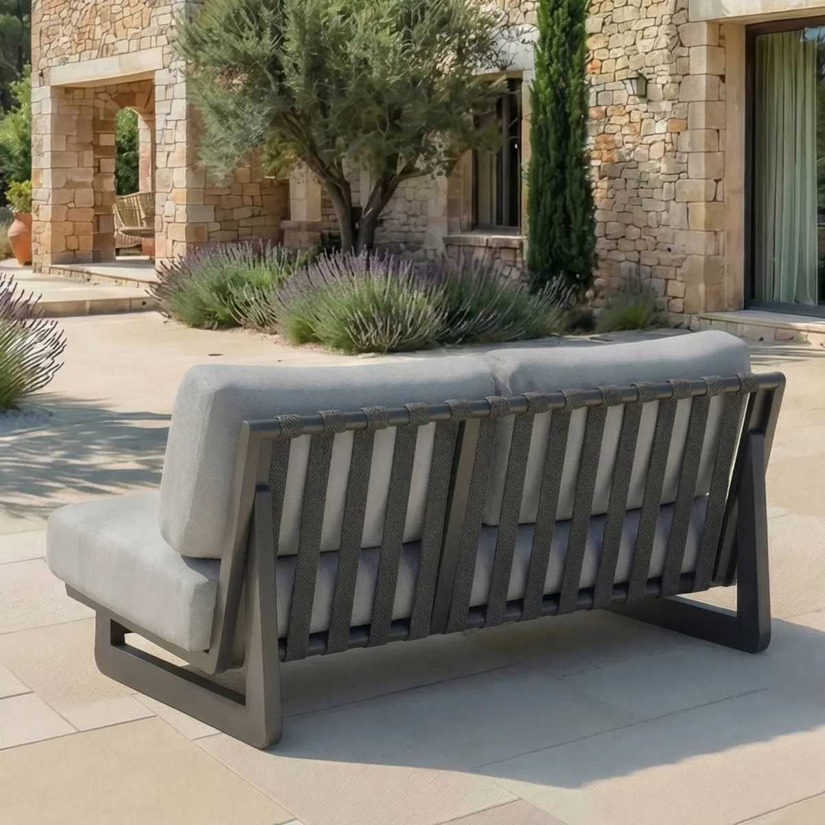 Salon de jardin en aluminium 7 places 6 pcs Long Beach Gris anthracite et gris clair