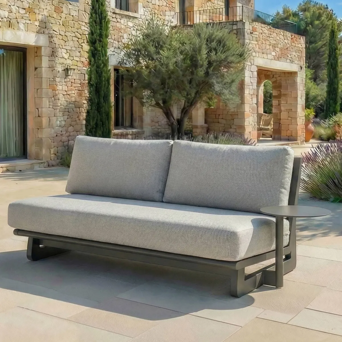 Salon de jardin en aluminium 7 places 6 pcs Long Beach Gris anthracite et taupe