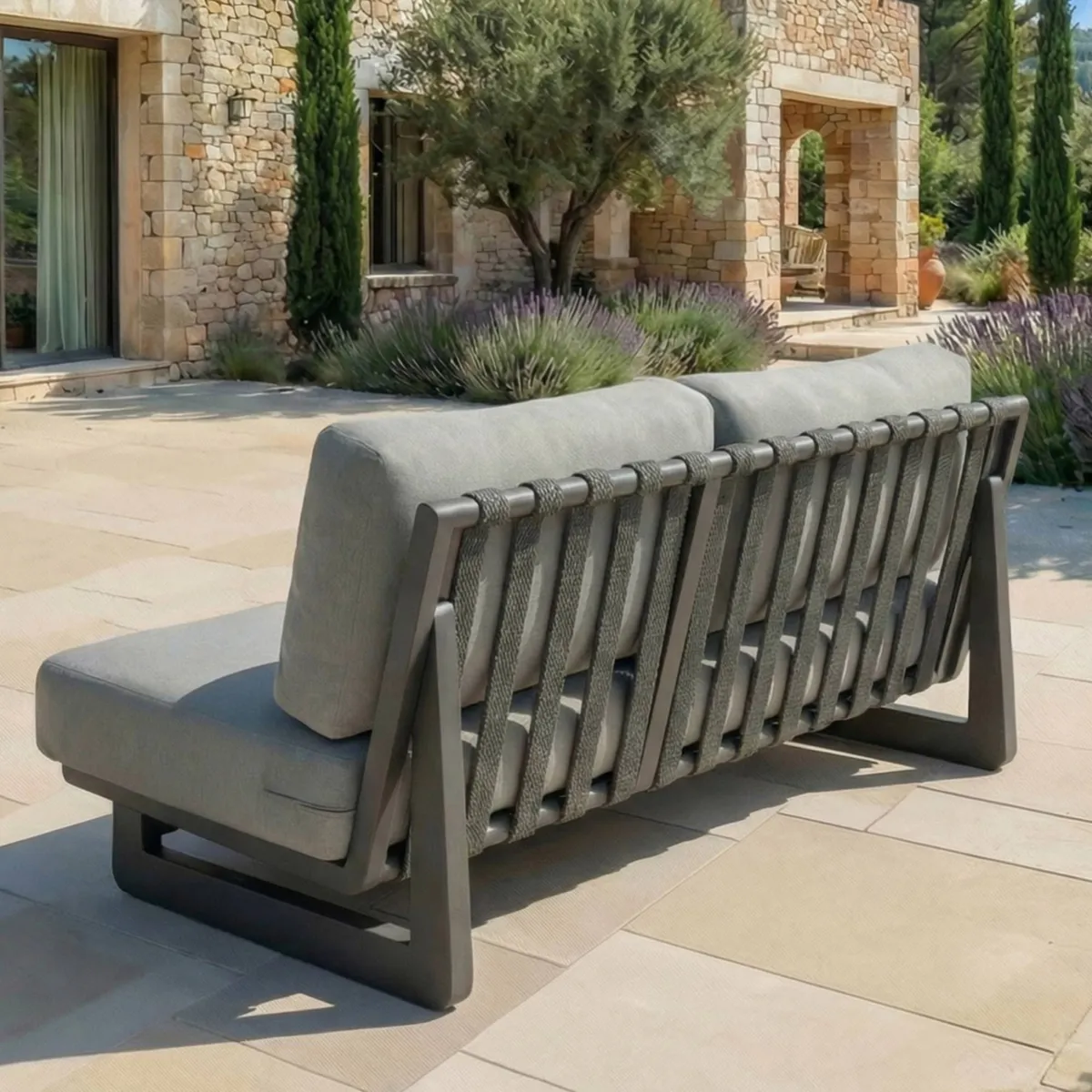 Salon de jardin en aluminium 7 places 6 pcs Long Beach Gris anthracite et taupe
