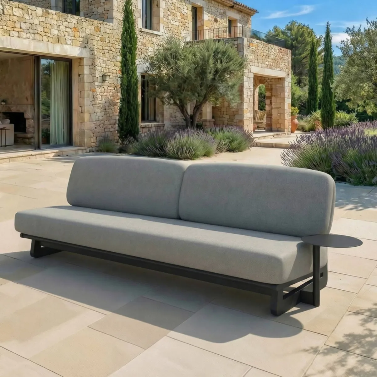 Salon de jardin en aluminium 8 places 6 pcs Long Beach Gris anthracite et taupe