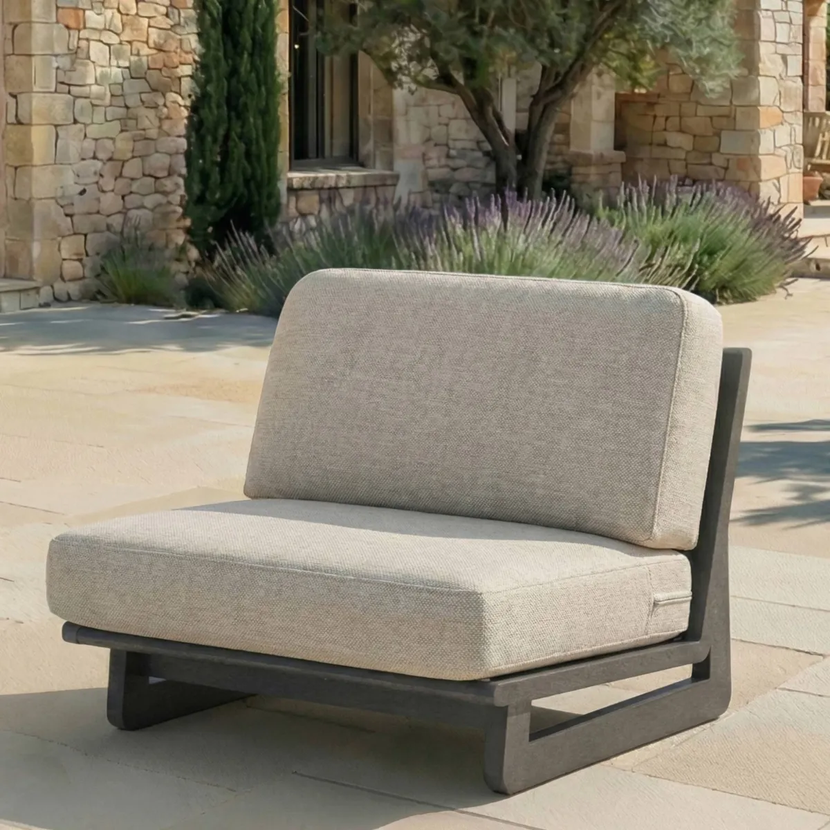 Salon de jardin en aluminium 8 places 6 pcs Long Beach Gris anthracite et taupe
