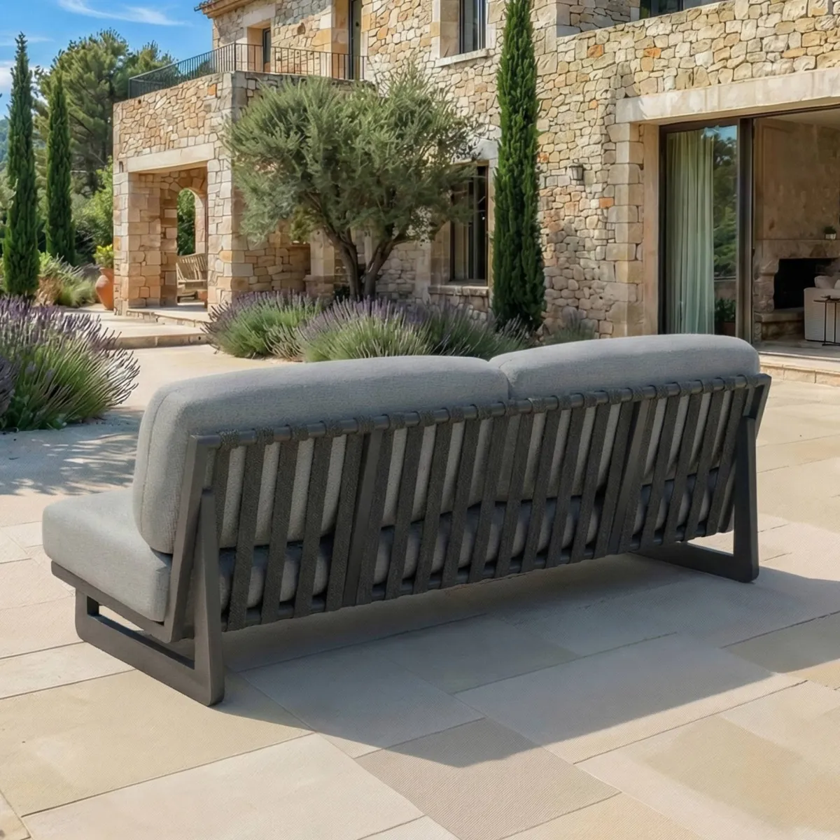 Salon de jardin en aluminium 8 places 6 pcs Long Beach Gris anthracite et gris clair
