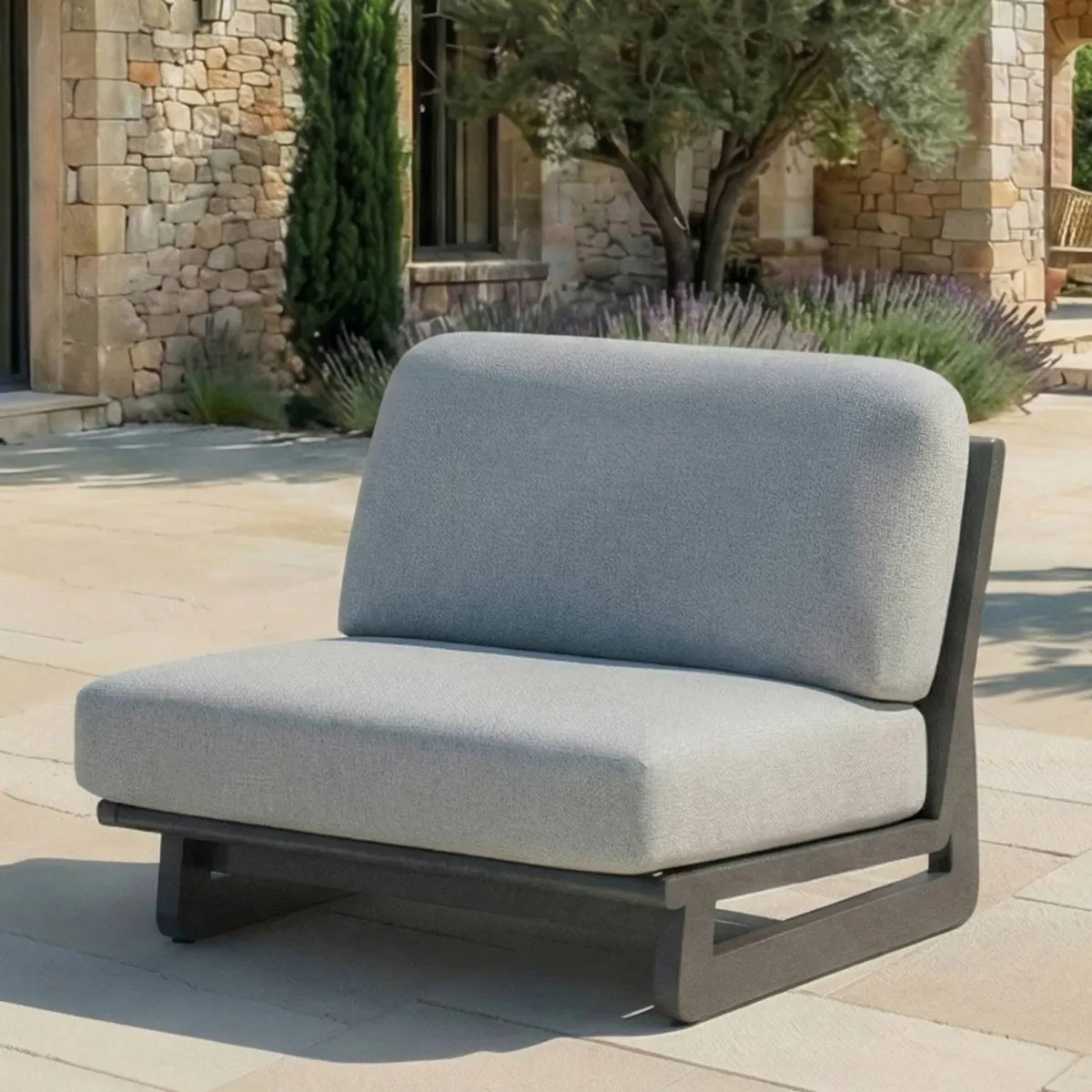 Salon de jardin en aluminium 8 places 6 pcs Long Beach Gris anthracite et gris clair