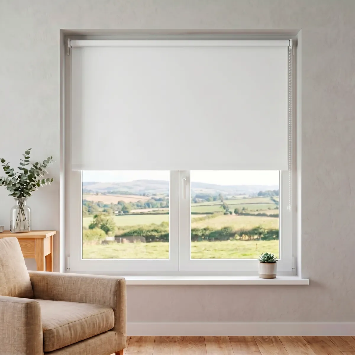 Store enrouleur occultant (150 x 180 cm) Uni Blanc 